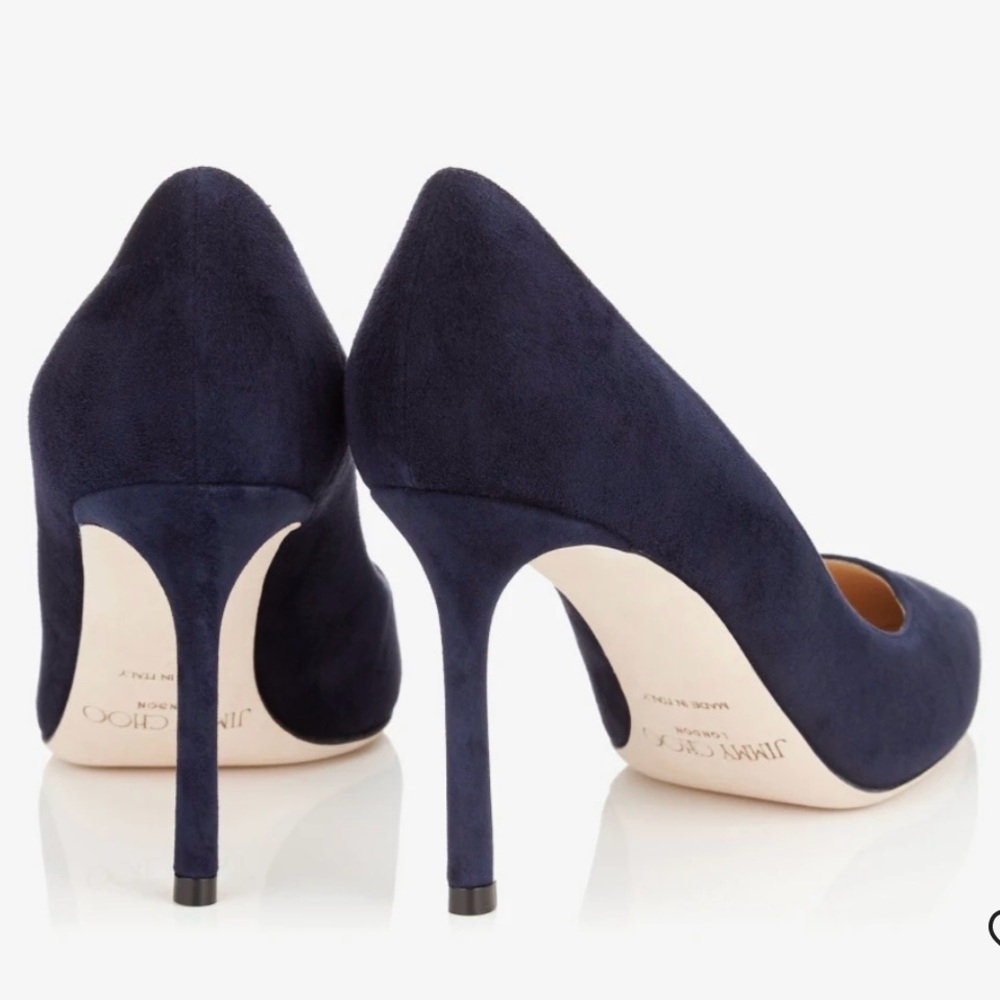 Jimmy Choo Navy Suede Romy 85 - Picture 9 of 10
